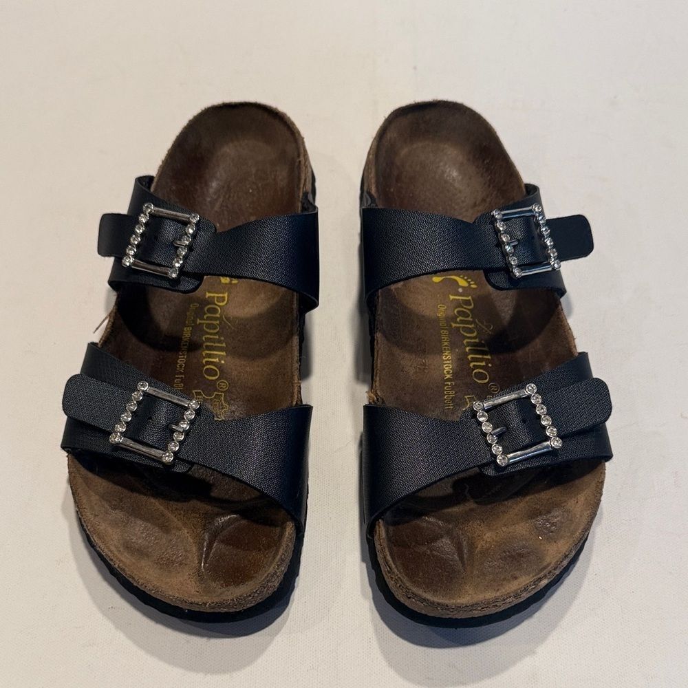 Papillio Black Sandals with Rhinestone Accents